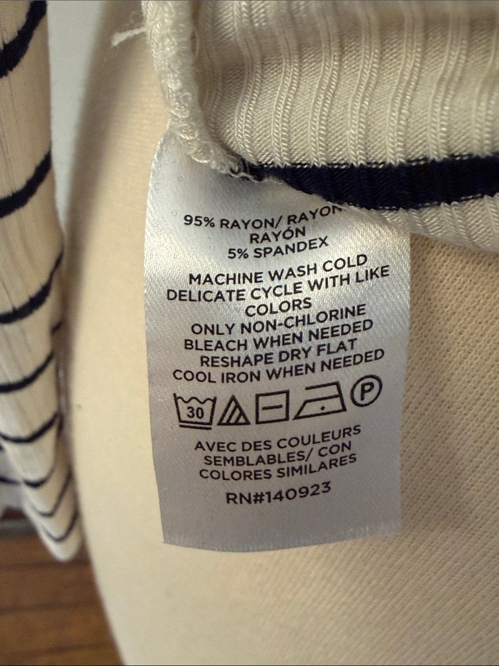 LOFT White Long Sleeve Henley with Black Stripes - Picture 5 of 6